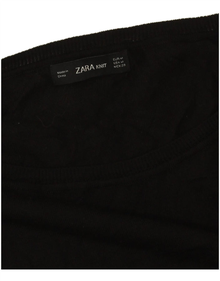 Pulover pentru femei supradimensionat cu gât de barcă Zara UK 14 Medium Negru