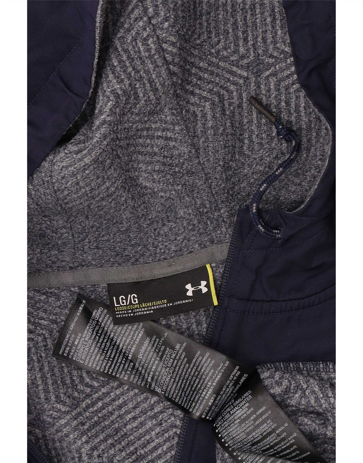 Pulover cu capotă cu fermoar Under Armour pentru bărbați, mare, gri, poliester color bloc