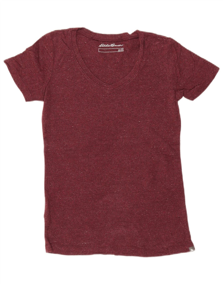 EDDIE BAUER Tricou pentru femei Top UK 6 XS Maroon Flecked Cotton