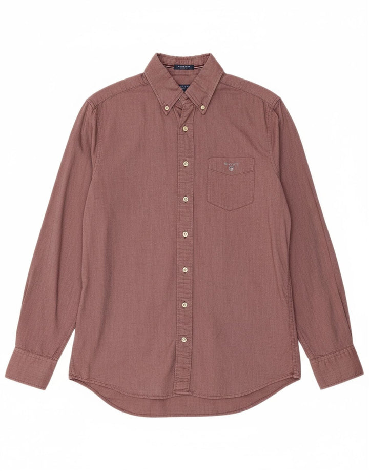 GANT Mens Regular Fit Shirt Size 37/38 Small Burgundy Cotton