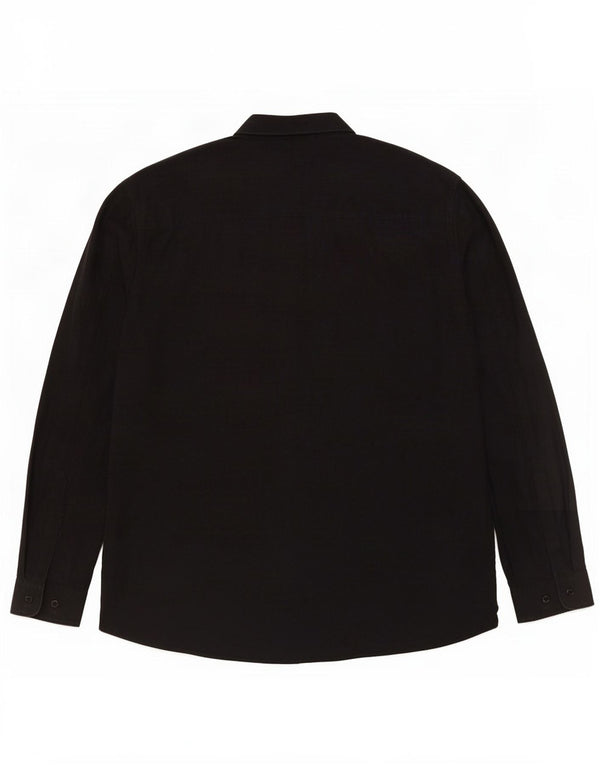Cos Mens Shirt Medium Navy Blue Flecked Cotton