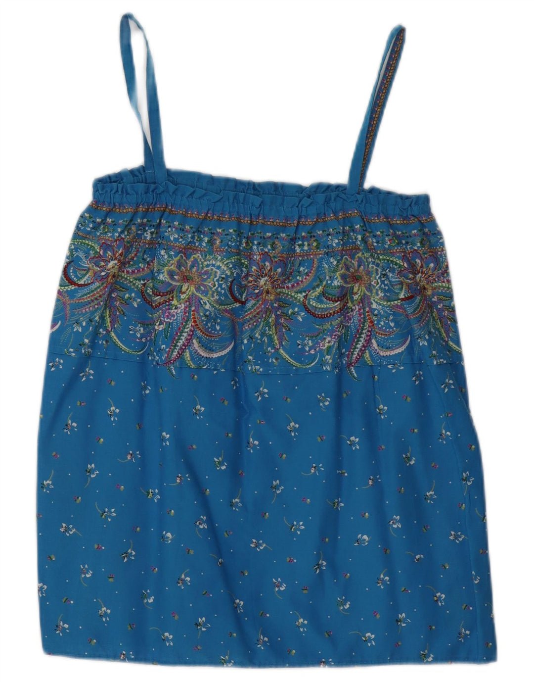Top camis vintage pentru femei UK 12 Medium Blue Floral