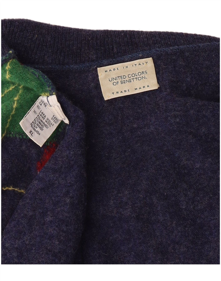 Pulover pentru bărbați Benetton cu gât rulat XL bleumarin Argyle/Diamond Classic