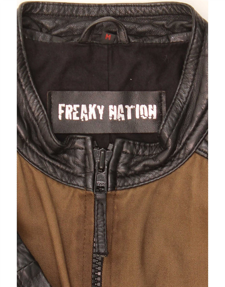 Jachetă Racer pentru bărbați Freaky Nation UK 38 Medium Brown Colorblock