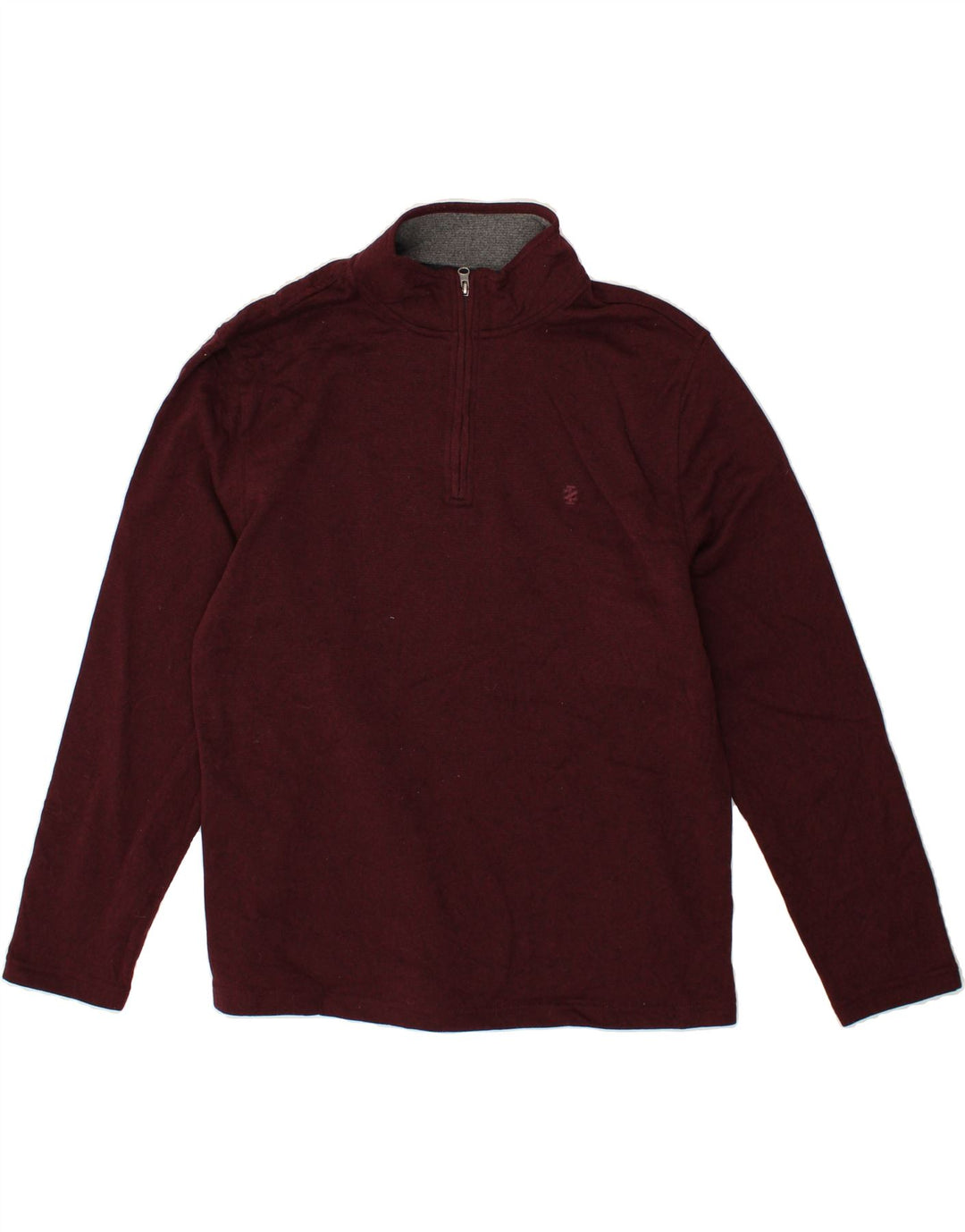 IZOD Mens Zip Neck Sweatshirt Jumper Large Maroon Polyester Vintage Izod and Second-Hand Izod from Messina Hembry 