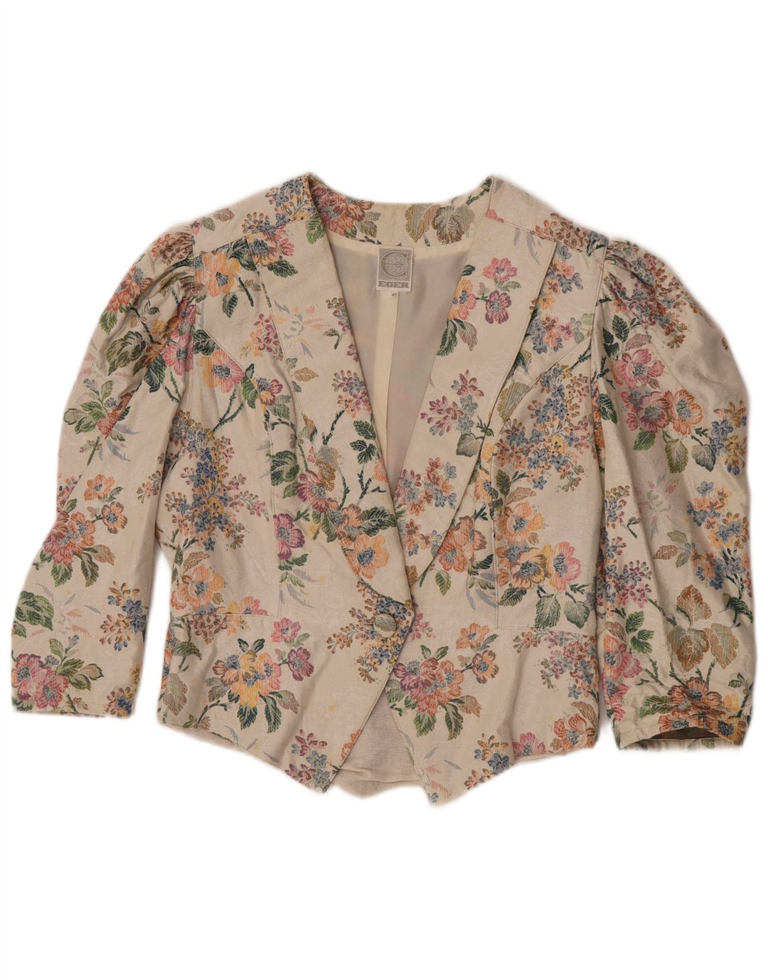 Jachetă Eger pentru femei, mânecă 3/4, cu 1 nasture, IT 42 Medium Bej Floral