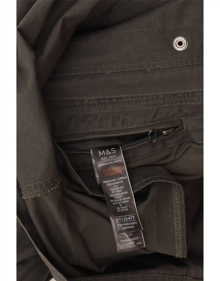 Marks & Spencer Mens Utility Jacket UK 36 Small Green Bumbac