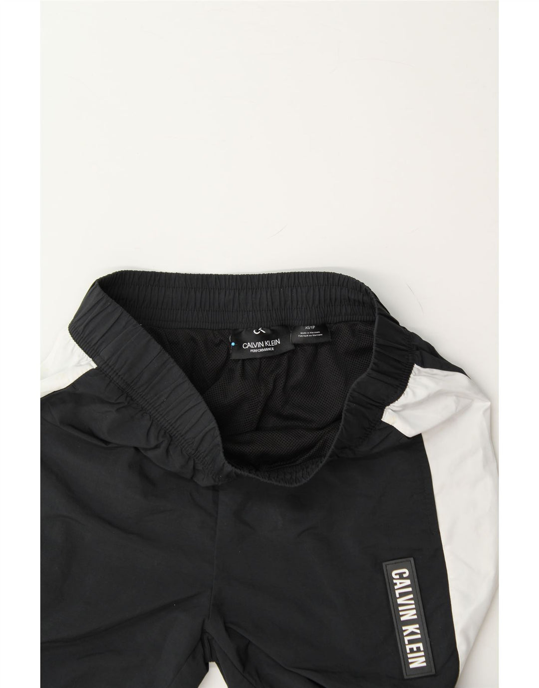 CALVIN KLEIN Mens Tracksuit Trousers XS Black Colourblock Polyester Vintage Calvin Klein and Second-Hand Calvin Klein from Messina Hembry 