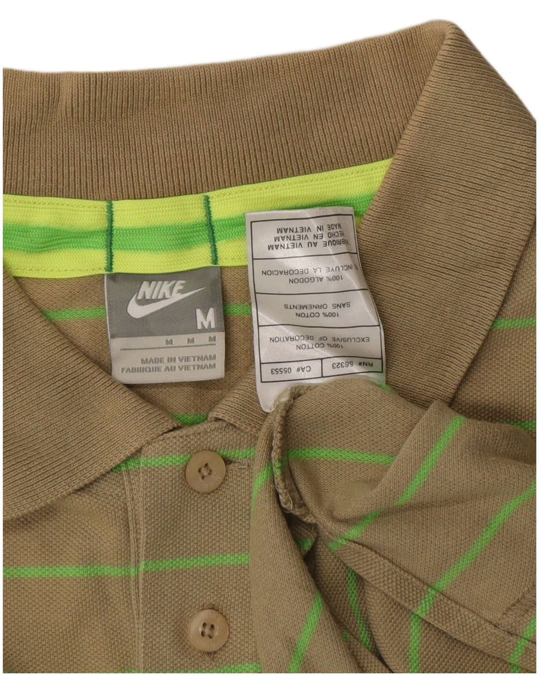 Tricou polo Nike pentru bărbați, bumbac cu dungi kaki mediu