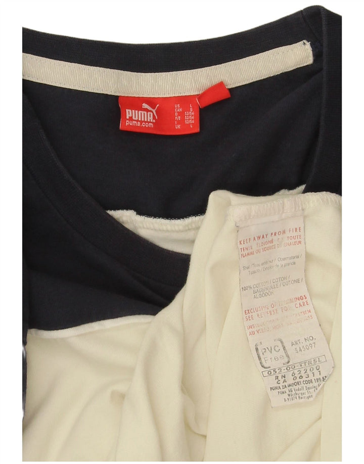 Top pentru bărbați Puma cu mânecă lungă, mare, din bumbac color bloc alb