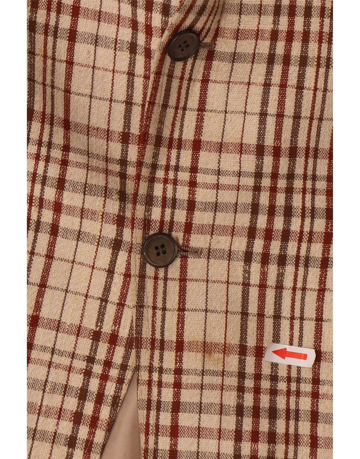 Blazer Vintage pentru bărbați cu 2 nasturi, UK 38 Medium Beige Check
