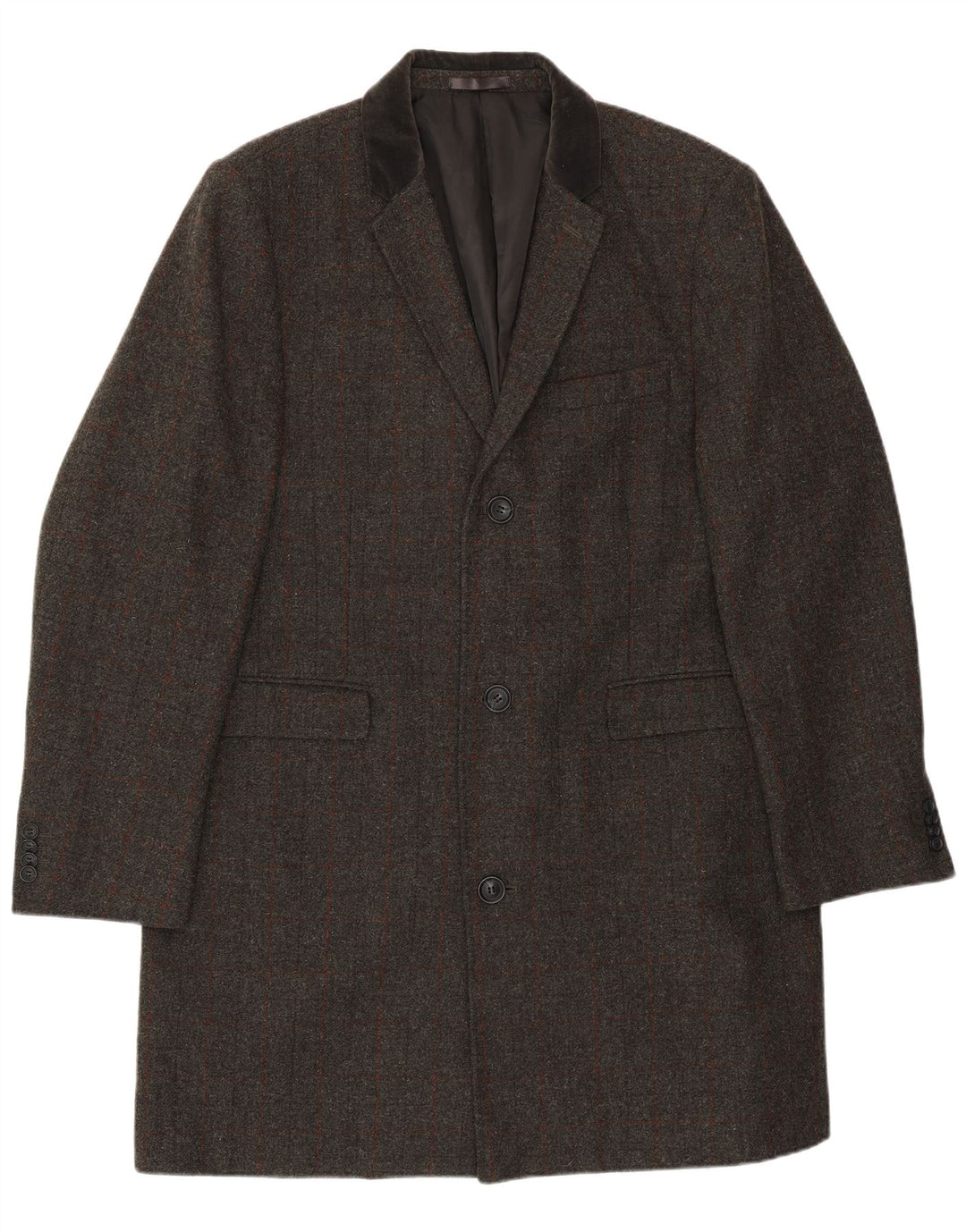 VINTAGE Jachetă pentru bărbați cu paragate obișnuite cu 3 nasturi, UK 46 3XL, gri Check