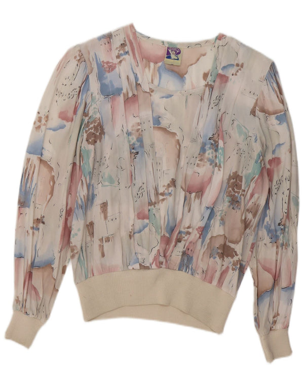 Bluză cu mânecă lungă cu model abstract pentru femei C & A, UK 14 Medium White