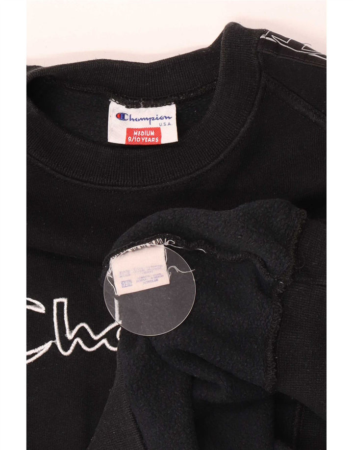 Pulover cu grafic pentru băieți Champion 9-10 ani, mediu negru, color block