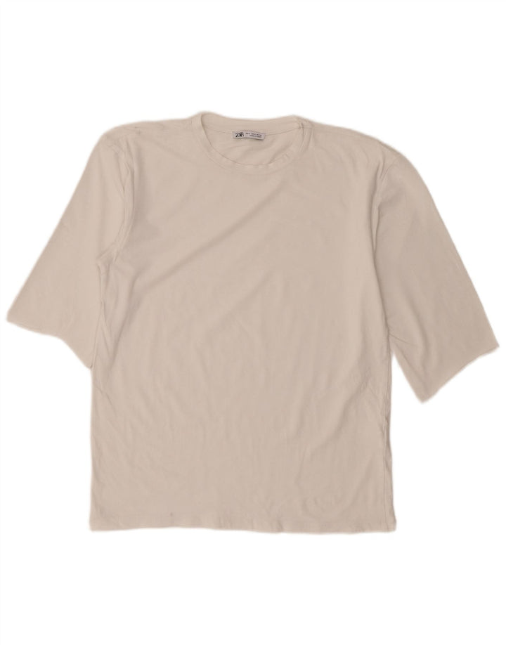 Tricou pentru femei Zara UK 12 Bumbac alb mediu