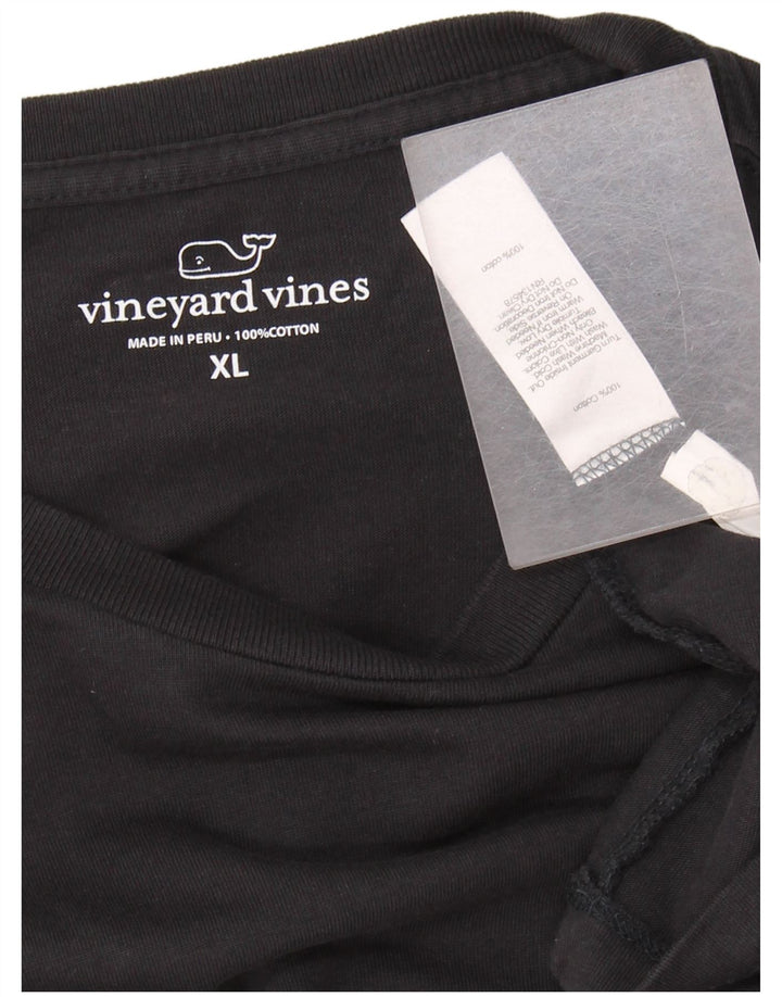 VINEYARD VINES Top grafic pentru bărbați cu mânecă lungă XL, bumbac negru