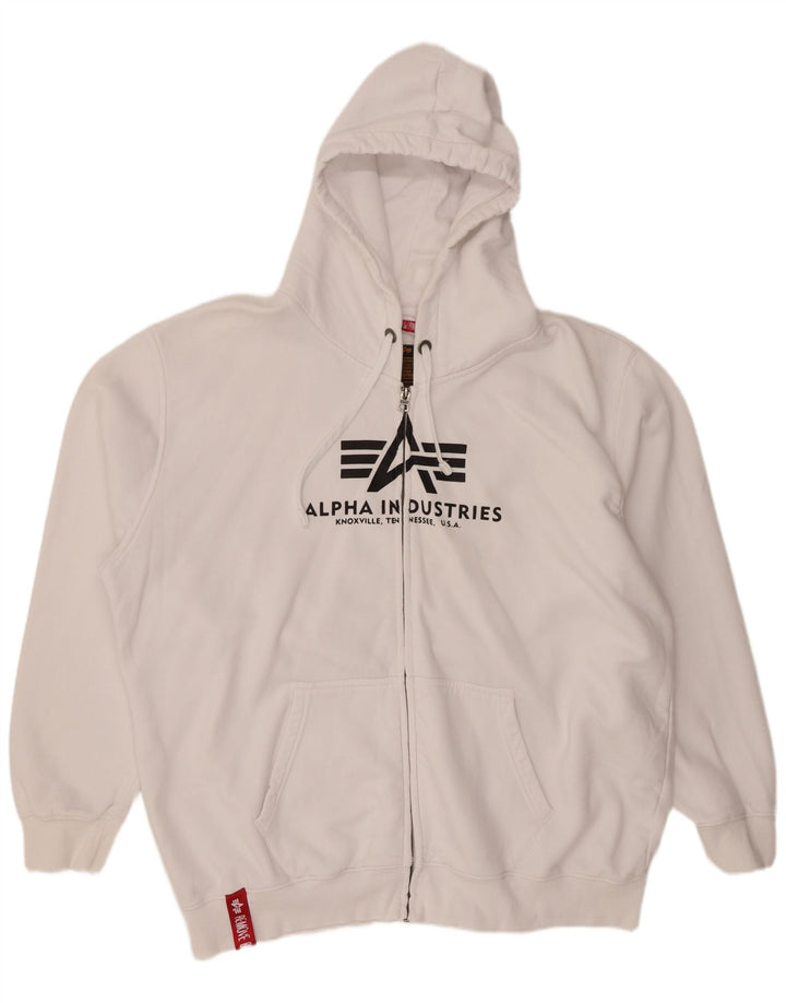 ALPHA INDUSTRIES Pulover cu glugă cu fermoar grafic pentru bărbați, bumbac alb 4XL