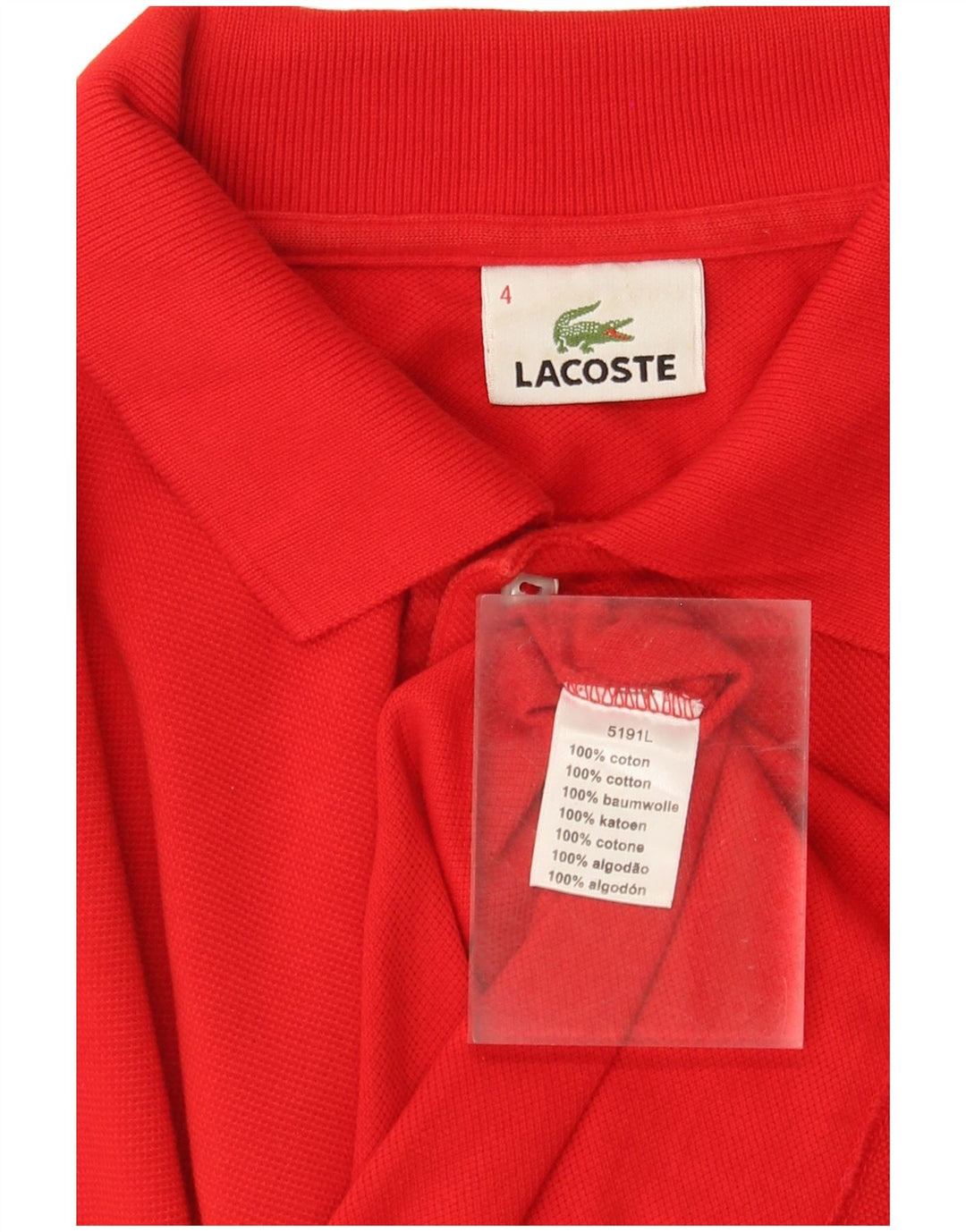 Tricou polo Lacoste pentru bărbați, mărimea 4, bumbac roșu mediu