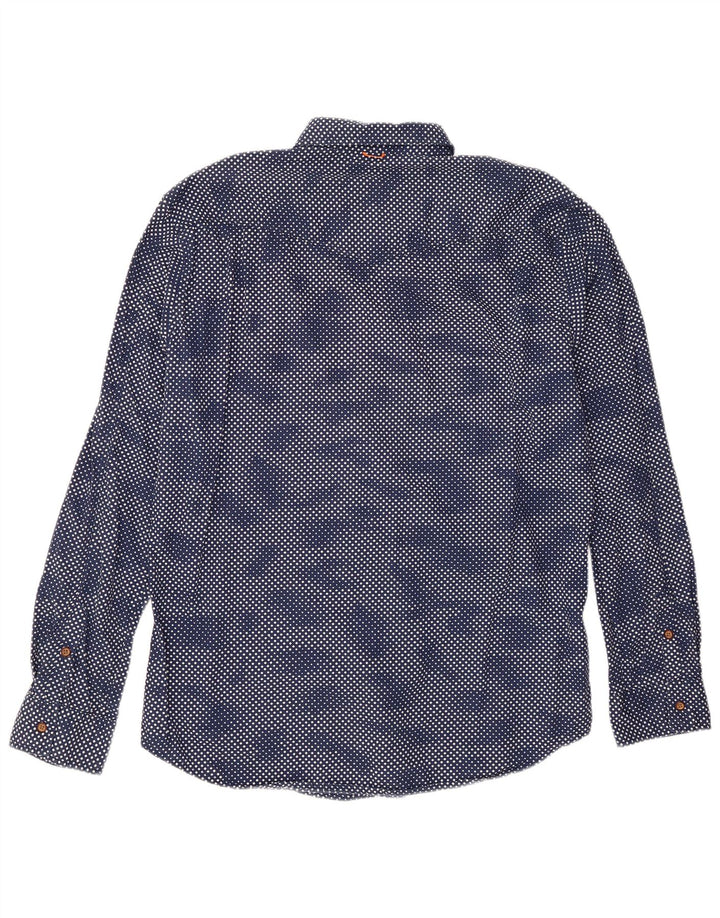 Cămașă pentru bărbați Hugo Boss XL, bumbac geometric, albastru marine