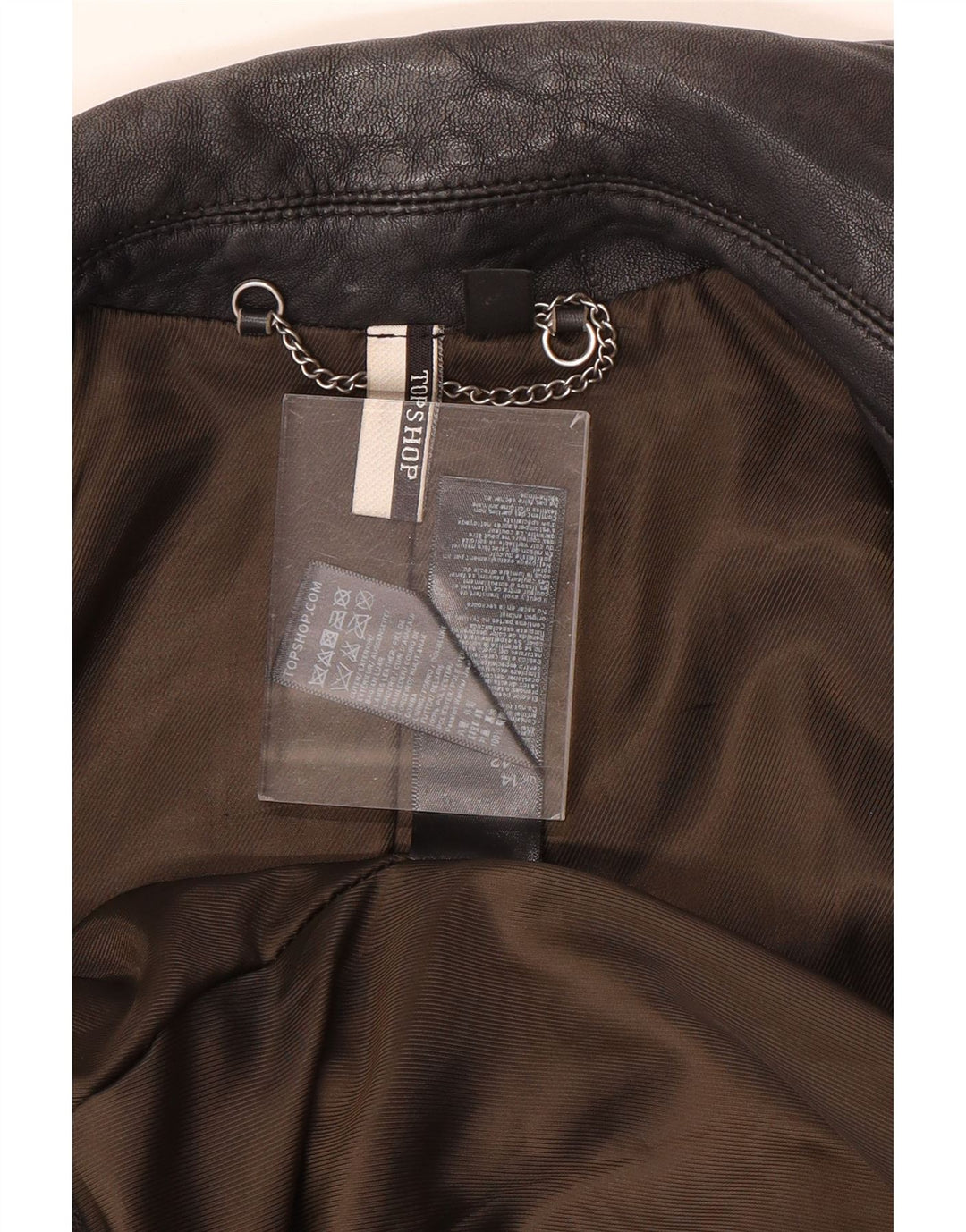 Geacă de motociclist din piele pentru femei Topshop UK 14, piele de miel neagră mare