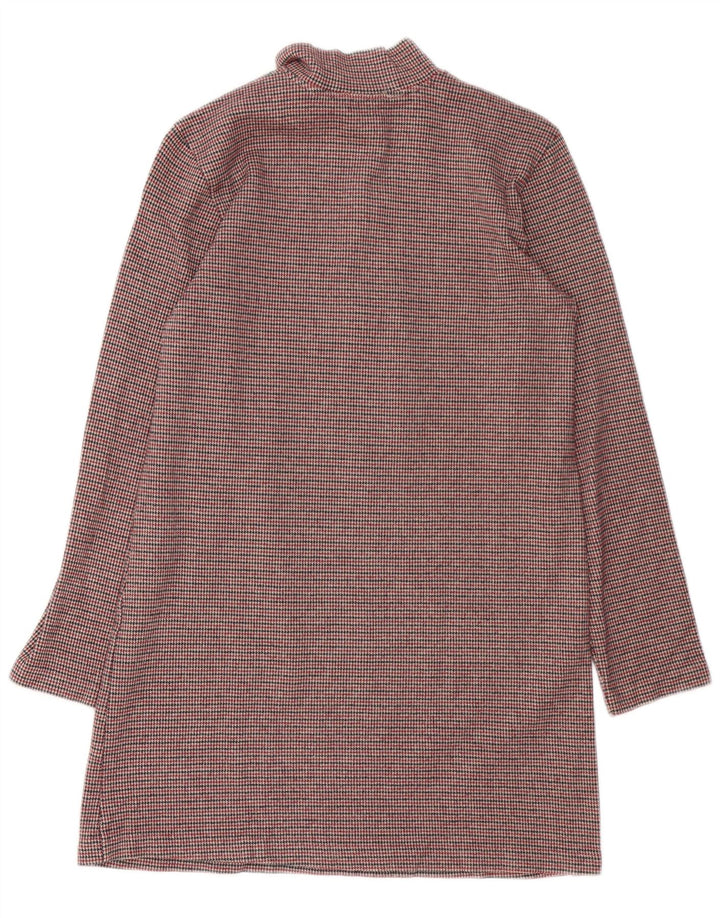 Rochie schimbătoare cu mânecă lungă pentru femei Zara UK 12 Maro Mediu Houndstooth