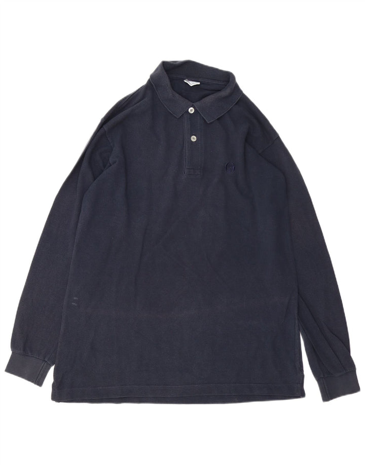 Cămașă polo cu mânecă lungă pentru bărbați Sergio Tacchini, bumbac bleumarin mediu