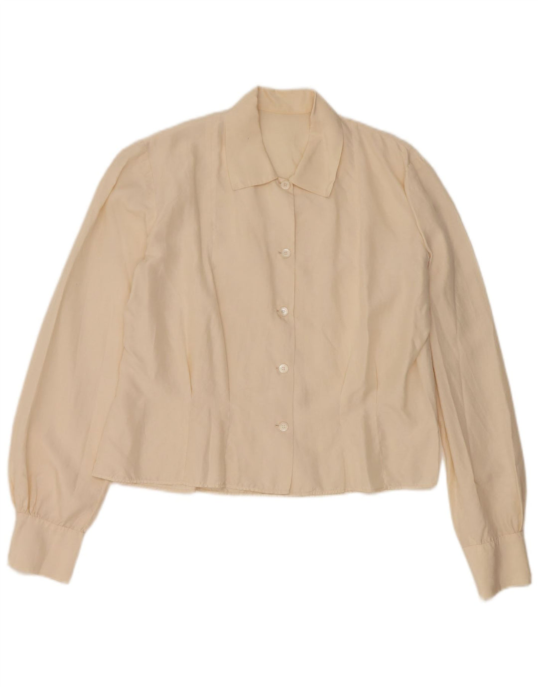 Bluză vintage pentru femei, cămașă crop UK 14 Bej mediu