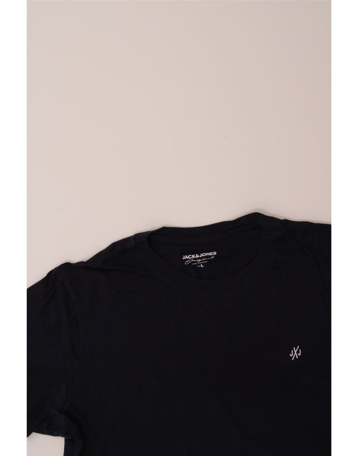 JACK & JONES Mens T-Shirt Top Large Navy Blue Cotton Vintage Jack & Jones and Second-Hand Jack & Jones from Messina Hembry 