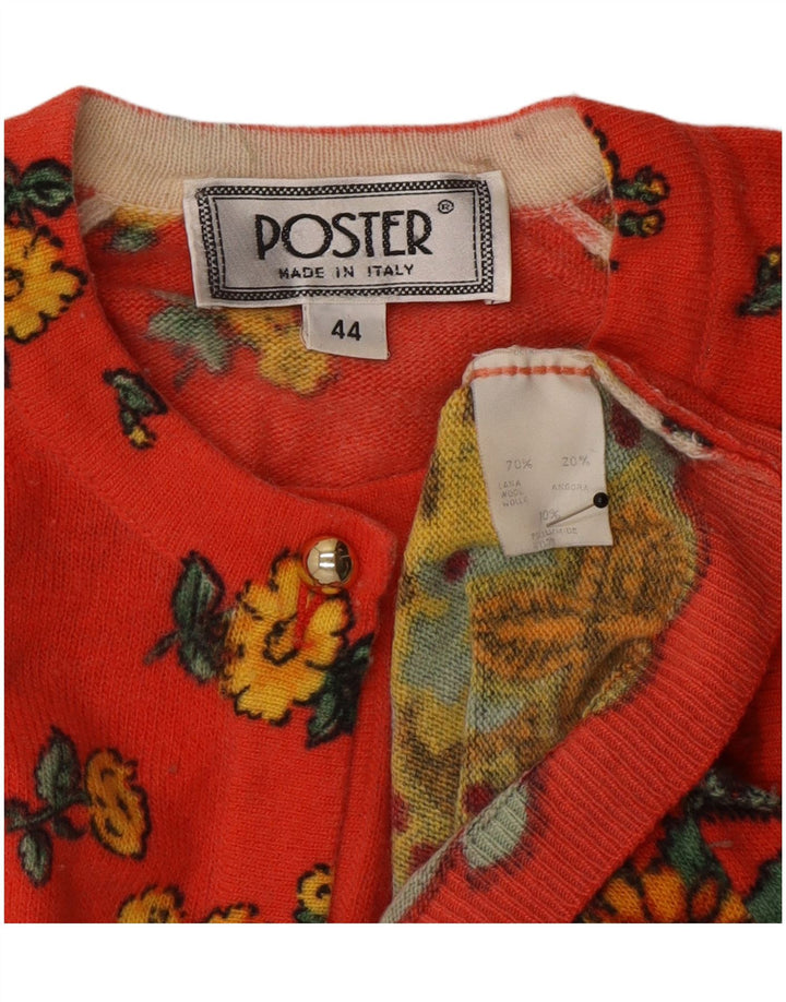 Pulover Cardigan Vintage pentru Damă IT 44 Roșu Mediu Floral