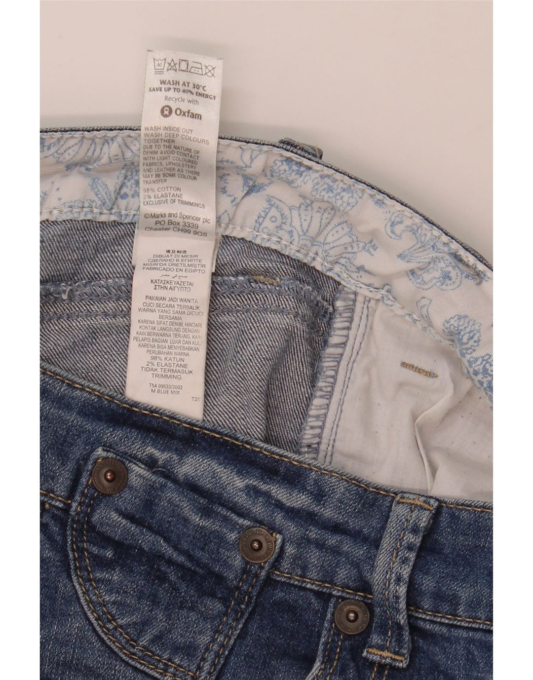 Pantaloni scurți din denim pentru bărbați Marks & Spencer UK 12 Medium W32 Bumbac albastru