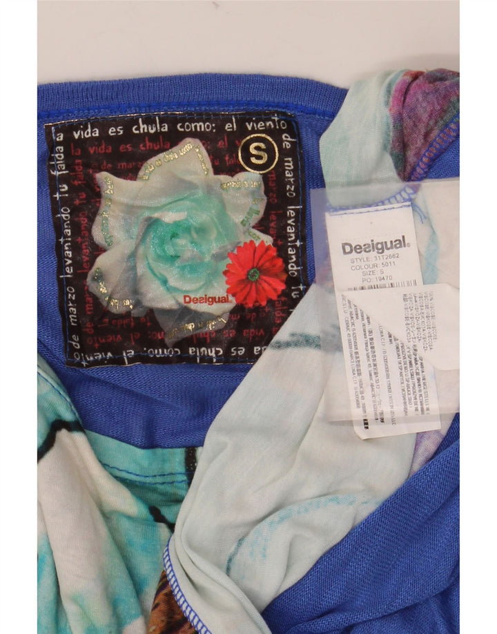 DESIGUAL Bluză pentru femei Liliac Bluză UK 10 Small Blue Floral Viscose