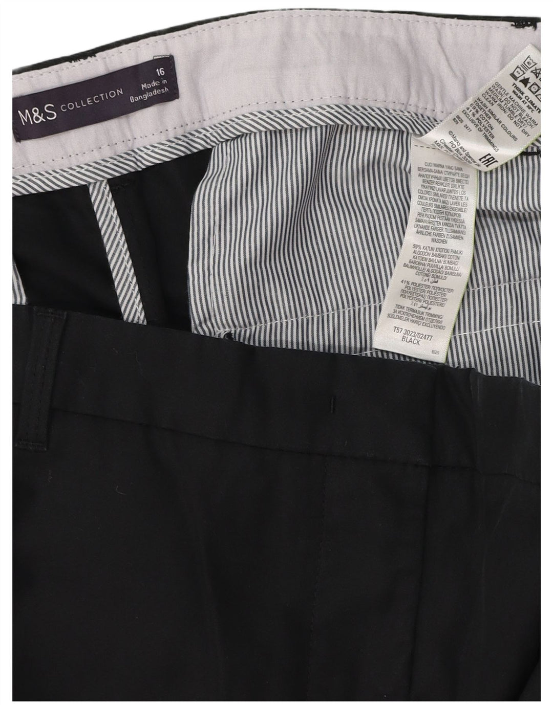 MARKS & SPENCER Pantaloni scurti chino pentru femei UK 16 Large 36 Black Poliester