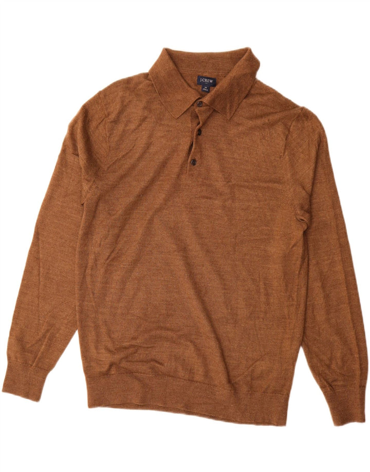 J. CREW Pulover cu gât polo pentru bărbați, maro mediu, acrilic