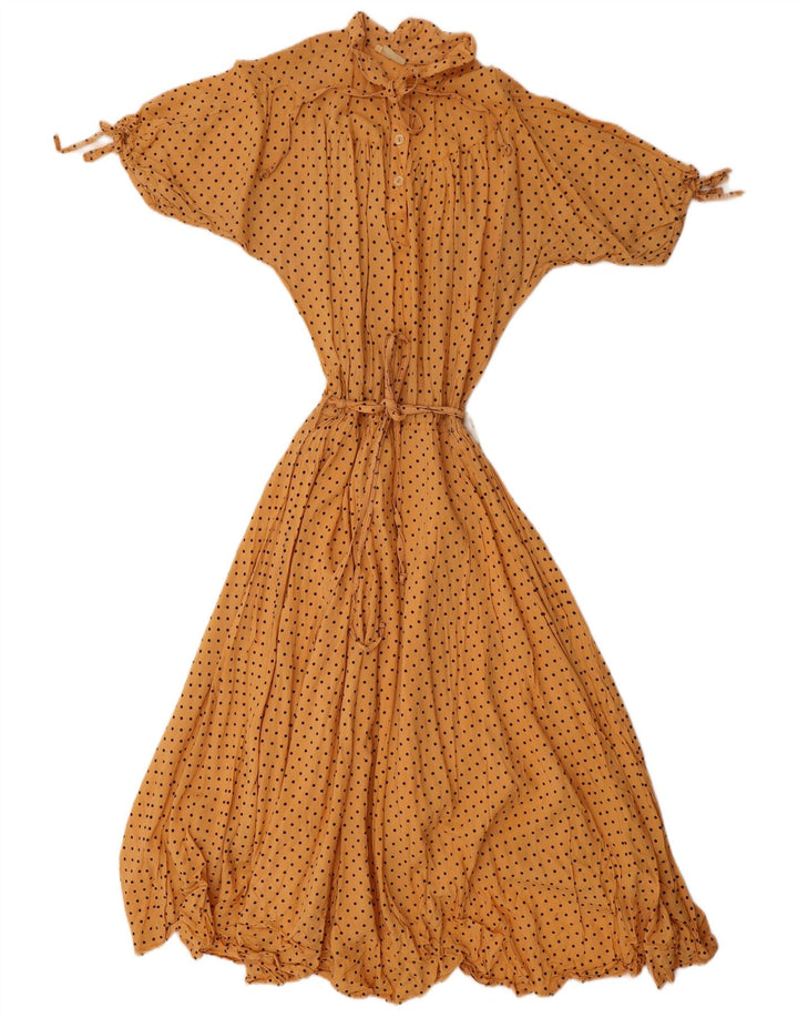 Rochie maxi vintage pentru femei UK 12 Medium Yellow Spotted
