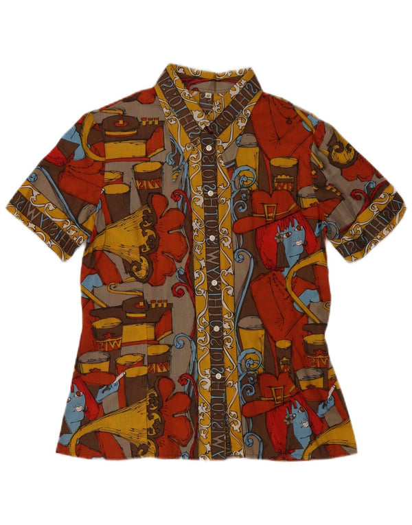 Bluză cămașă cu model abstract pentru femei vintage IT 48 XL multicoloră