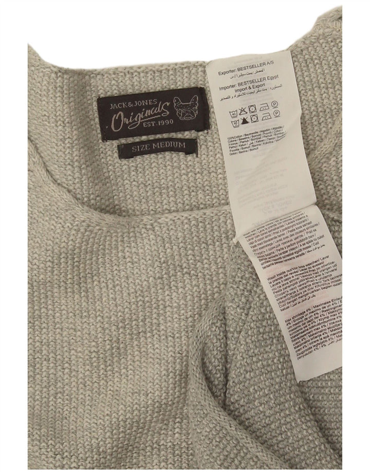 Pulover Jack & Jones pentru bărbați, cu gât crew, bumbac, gri mediu