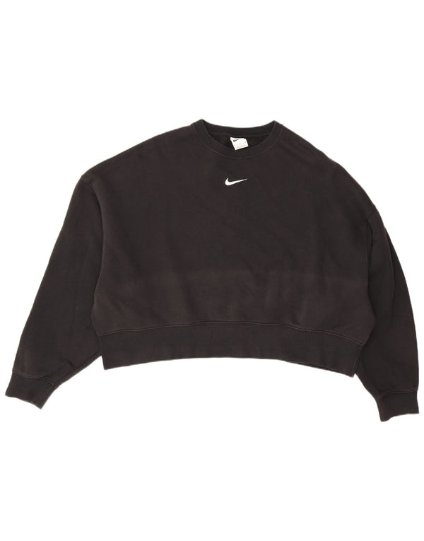 Pulover pentru femei Nike Crop Oversized Pulover UK 14 Bumbac mediu negru