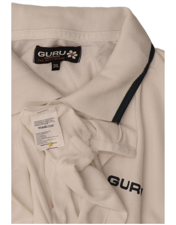 Tricou polo pentru bărbați Guru, bumbac alb 3XL