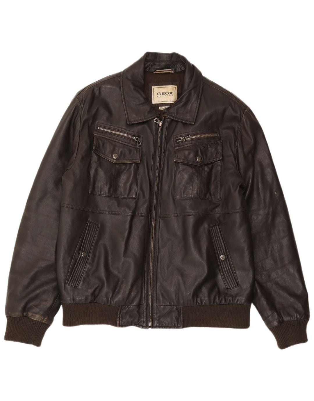 Geacă Bomber din piele pentru bărbați Geox UK 42 XL, piele neagră