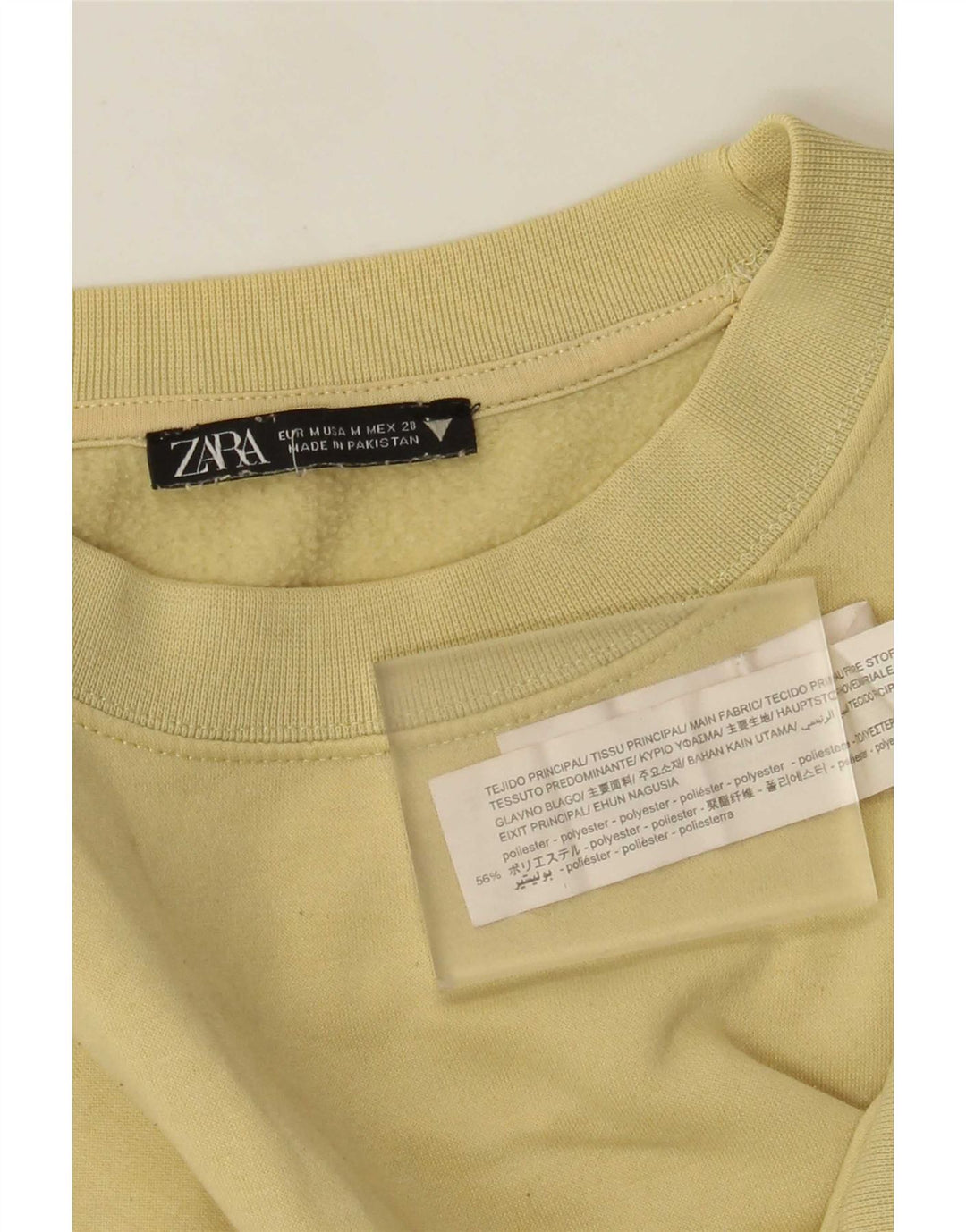 Pulover crop pentru femei Zara UK 14 Poliester galben mediu