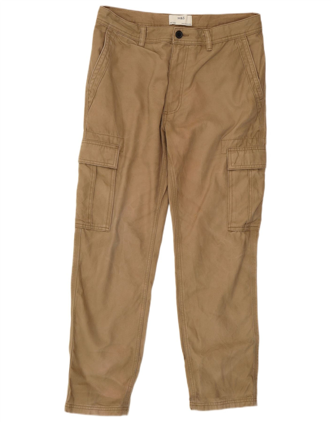 Pantaloni cargo drepti pentru bărbați Marks & Spencer W32 L29 bumbac bej
