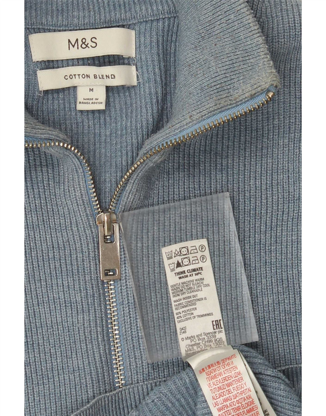Pulover cardigan pentru bărbați Marks & Spencer, poliester albastru mediu
