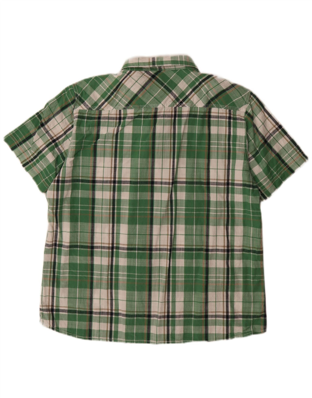 Cămașă cu mânecă scurtă pentru bărbați Weird Fish, bumbac cu carouri verde XL