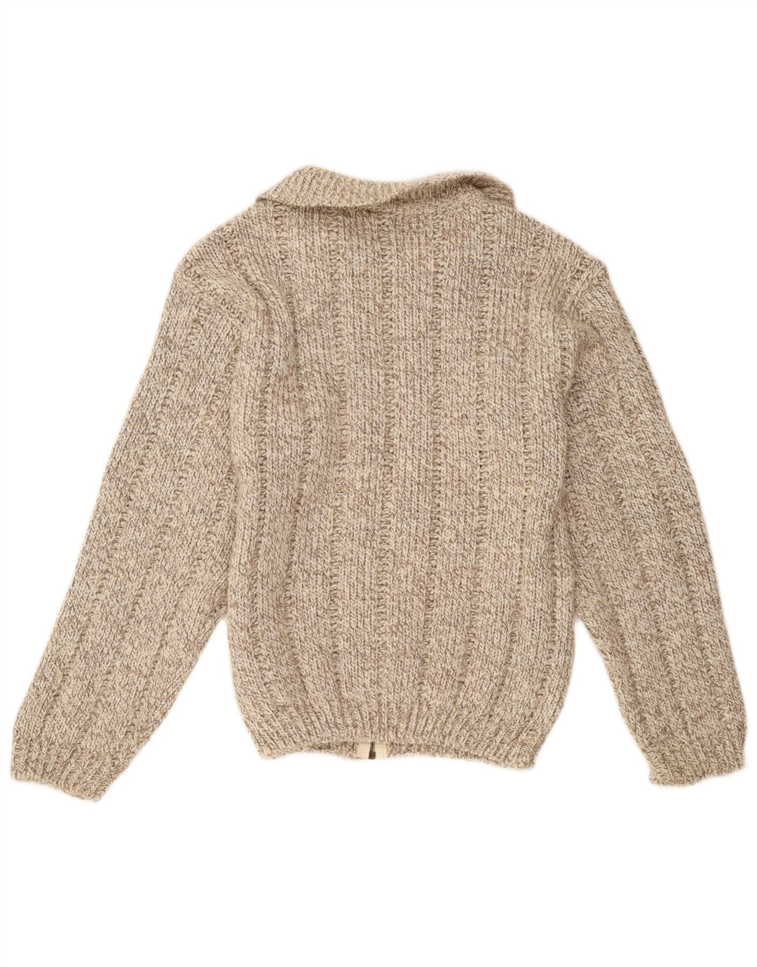 Pulover Cardigan Vintage pentru Damă UK 14 Maro Mediu Lână cu pete