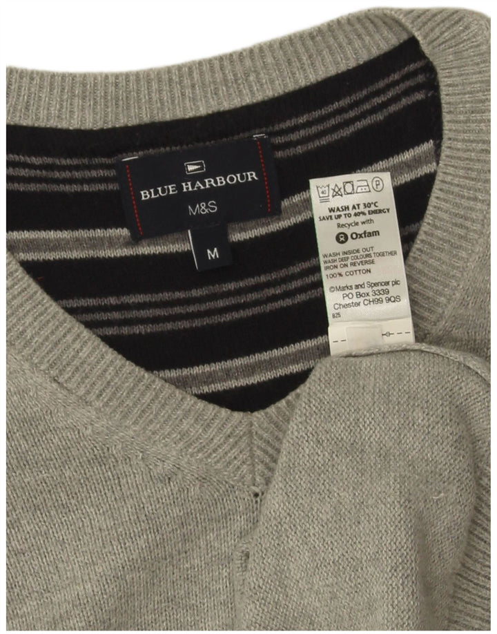 Pulover Marks & Spencer pentru bărbați, Blue Harbour, cu decolteu în V, pete mediu gri