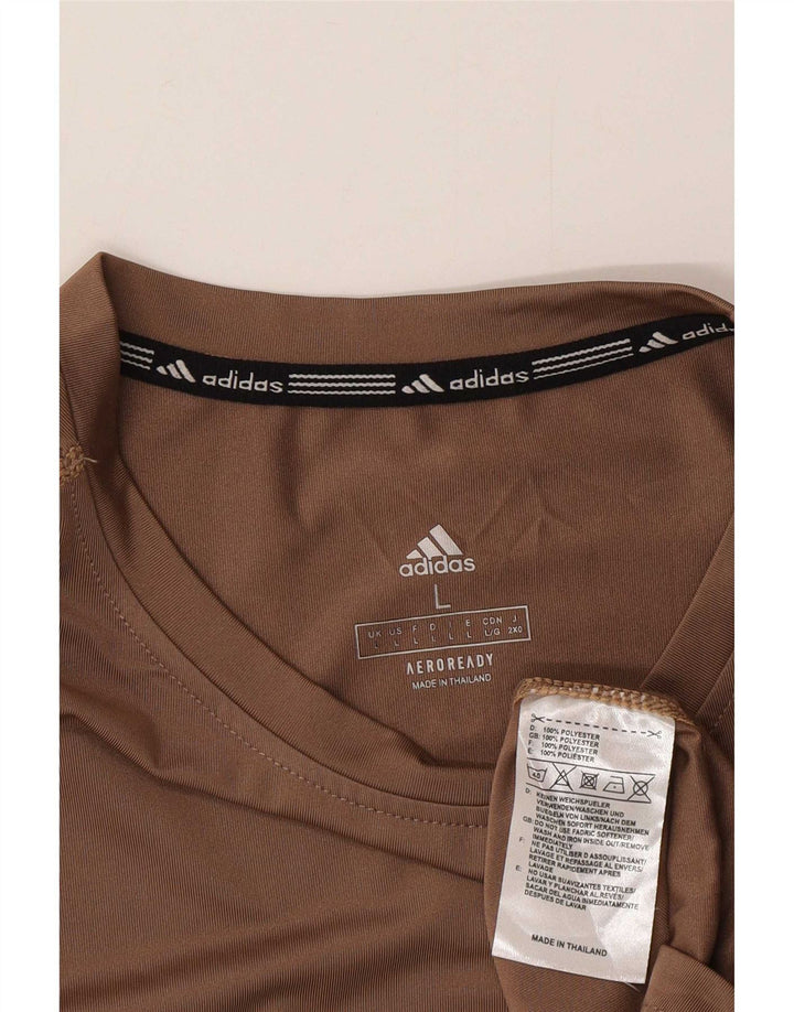 Tricou cu grafică Adidas Aeroready pentru bărbați Top mare din poliester maro