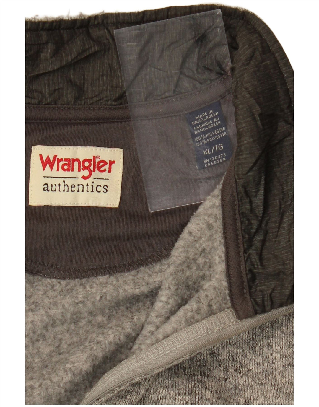 WRANGLER Mens Zip Neck Sweatshirt Jumper XL Grey Flecked Polyester