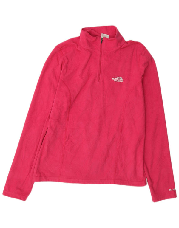 Pulover din lână The North Face pentru femei, cu fermoar și gât, UK 10, poliester roz mic