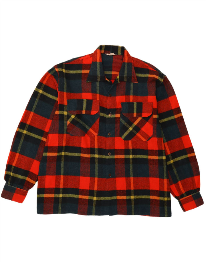 Cămașă Vintage pentru bărbați Cămașă de flanel 2XL în carouri roșii