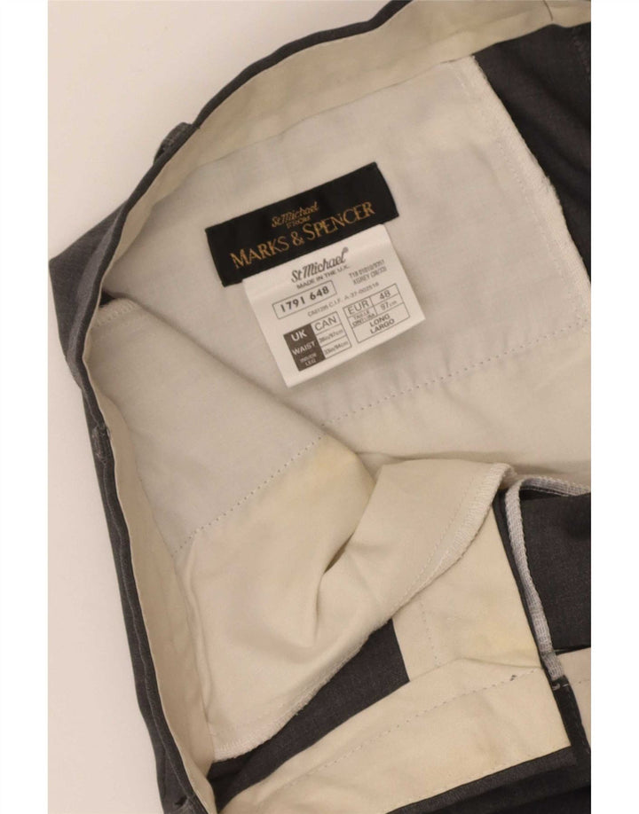 Marks & Spencer Pantaloni de costum pentru bărbați L38 L33 Lână gri